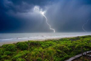 Lightning at Kiawah Island by Wayne King